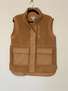 FLX Patch Pocket Bouclé Sherpa Utility Vest Tan Women’s Small S
